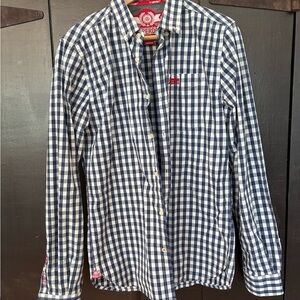 Superdry Men's Navy and White Gingham Button-Down Shirt